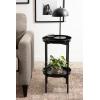 imageKate and Laurel Celia Round Metal Foldable Tiered Side Table 16 x 26 Black Modern Accent Table with Removable Magnetic Tray Tabletops and SpaceSaving Folding BaseBlack