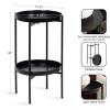 imageKate and Laurel Celia Round Metal Foldable Tiered Side Table 16 x 26 Black Modern Accent Table with Removable Magnetic Tray Tabletops and SpaceSaving Folding BaseBlack