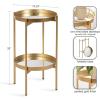 imageKate and Laurel Celia Round Metal Foldable Tiered Side Table 16 x 26 Black Modern Accent Table with Removable Magnetic Tray Tabletops and SpaceSaving Folding BaseGold