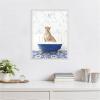 imageKate and Laurel Cheetah in Eclectic Blue Bath Framed Canvas Wall Art by Amy Peterson 18 x 24 Sylvie Beaded White Whimsical Animals Bathroom Art for Wall Decor Living Room Bedroom