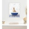 imageKate and Laurel Cheetah in Eclectic Blue Bath Framed Canvas Wall Art by Amy Peterson 18 x 24 Sylvie Beaded White Whimsical Animals Bathroom Art for Wall Decor Living Room Bedroom
