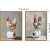 imageKate and Laurel Chicken and Rooster Bathroom Art Set of 2 18x24 Framed Canvas Wall Art Set by The Creative Bunch Studio Sylvie Natural Whimsical Animals Humor Bathroom Animals Bathroom Art