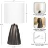 imageKate and Laurel Ciji Modern Metal Bedside Table Lamp 8 x 8 x 17 Gunmetal Scalloped Decorative Tabletop Desk Lamp with Linen Shade for Living Room DecorPewter