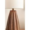 imageKate and Laurel Ciji Modern Metal Bedside Table Lamp 8 x 8 x 17 Gunmetal Scalloped Decorative Tabletop Desk Lamp with Linen Shade for Living Room DecorWalnut Brown