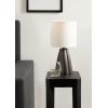 imageKate and Laurel Ciji Modern Metal Bedside Table Lamp 8 x 8 x 17 Gunmetal Scalloped Decorative Tabletop Desk Lamp with Linen Shade for Living Room DecorPewter