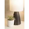imageKate and Laurel Ciji Modern Metal Bedside Table Lamp 8 x 8 x 17 Gunmetal Scalloped Decorative Tabletop Desk Lamp with Linen Shade for Living Room DecorPewter