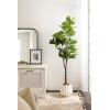 imageKate and Laurel Claudel Modern Round Scalloped Planter Pot 12 x 12 x 12 White Transitional Wavy Planter for Indoor Plants for Living Room or Sunroom Decor