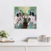 imageKate and Laurel Coffee Hour Framed Canvas Wall Art by Mary Sparrow 22 x 22 Sylvie Beaded White Whimsical Animals Humor Art for Wall Decor Living Room Bedroom