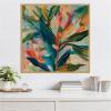 imageKate and Laurel Colorful Tropic Botanical Abstract Neutral Linen Framed Canvas Wall Art by The Creative Bunch Studio 30 x 30 Sylvie Bright Gold Bohemian Abstract Flowers Art for Wall Decor LivingBright Gold