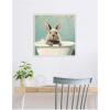imageKate and Laurel Country Bunny White Bathtub Framed Canvas Wall Art by The Creative Bunch Studio 22 x 22 Sylvie Beaded White Whimsical Animals Bathroom Art for Wall Decor Living Room Bedroom