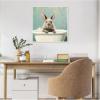 imageKate and Laurel Country Bunny White Bathtub Framed Canvas Wall Art by The Creative Bunch Studio 22 x 22 Sylvie Beaded White Whimsical Animals Bathroom Art for Wall Decor Living Room Bedroom