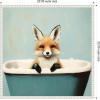 imageKate and Laurel Country Fox Teal Bathtub Framed Canvas Wall Art by The Creative Bunch Studio 22 x 22 Sylvie Beaded White Whimsical Animals Bathroom Art for Wall Decor Living Room Bedroom