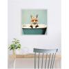 imageKate and Laurel Country Fox Teal Bathtub Framed Canvas Wall Art by The Creative Bunch Studio 22 x 22 Sylvie Beaded White Whimsical Animals Bathroom Art for Wall Decor Living Room Bedroom