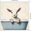 imageKate and Laurel Country Goat in Light Blue Bathtub Framed Canvas Wall Art by The Creative Bunch Studio 22 x 22 Sylvie Beaded White Whimsical Animals Bathroom Art for Wall Decor Living Room
