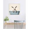 imageKate and Laurel Country Goat in Light Blue Bathtub Framed Canvas Wall Art by The Creative Bunch Studio 22 x 22 Sylvie Beaded White Whimsical Animals Bathroom Art for Wall Decor Living Room