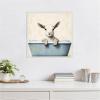 imageKate and Laurel Country Goat in Light Blue Bathtub Framed Canvas Wall Art by The Creative Bunch Studio 22 x 22 Sylvie Beaded White Whimsical Animals Bathroom Art for Wall Decor Living Room
