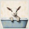 imageKate and Laurel Country Goat in Light Blue Bathtub Framed Canvas Wall Art by The Creative Bunch Studio 22 x 22 Sylvie Beaded White Whimsical Animals Bathroom Art for Wall Decor Living Room