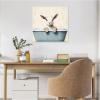 imageKate and Laurel Country Goat in Light Blue Bathtub Framed Canvas Wall Art by The Creative Bunch Studio 22 x 22 Sylvie Beaded White Whimsical Animals Bathroom Art for Wall Decor Living Room