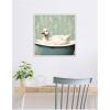 imageKate and Laurel Country Goose in Light Teal Bathtub Framed Canvas Wall Art by The Creative Bunch Studio 22 x 22 Sylvie Beaded White Whimsical Animals Bathroom Art for Wall Decor Living Room