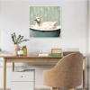 imageKate and Laurel Country Goose in Light Teal Bathtub Framed Canvas Wall Art by The Creative Bunch Studio 22 x 22 Sylvie Beaded White Whimsical Animals Bathroom Art for Wall Decor Living Room