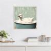 imageKate and Laurel Country Goose in Light Teal Bathtub Framed Canvas Wall Art by The Creative Bunch Studio 22 x 22 Sylvie Beaded White Whimsical Animals Bathroom Art for Wall Decor Living Room