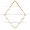imageKate and Laurel Daxton Modern Wood and Metal Diamond Wall Shelf 31 x 8 x 31 White and Gold Glam Geometric Wall Organization for Bathroom Storage or Living Room Display