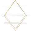 imageKate and Laurel Daxton Modern Wood and Metal Diamond Wall Shelf 31 x 8 x 31 White and Gold Glam Geometric Wall Organization for Bathroom Storage or Living Room Display