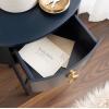 imageKate and Laurel Decklyn Decorative Glam Oval Side Table 16 x 12 x 24 White and Gold Modern Round Living Room Table with Pull Drawer for Useful StorageNavy Blue