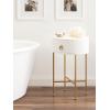 imageKate and Laurel Decklyn Decorative Glam Oval Side Table 16 x 12 x 24 White and Gold Modern Round Living Room Table with Pull Drawer for Useful StorageWhiteGold