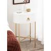 imageKate and Laurel Decklyn Decorative Glam Oval Side Table 16 x 12 x 24 White and Gold Modern Round Living Room Table with Pull Drawer for Useful StorageWhiteGold