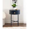 imageKate and Laurel Decklyn Decorative Glam Oval Side Table 16 x 12 x 24 White and Gold Modern Round Living Room Table with Pull Drawer for Useful StorageNavy Blue