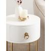 imageKate and Laurel Decklyn Decorative Glam Round Side Table 14 x 14 x 24 White and Gold Modern Circle Living Room Table with Pull Drawer for Useful StorageWhiteGold