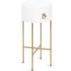 imageKate and Laurel Decklyn Decorative Glam Round Side Table 14 x 14 x 24 White and Gold Modern Circle Living Room Table with Pull Drawer for Useful StorageWhiteGold