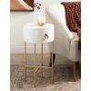 imageKate and Laurel Decklyn Decorative Glam Round Side Table 14 x 14 x 24 White and Gold Modern Circle Living Room Table with Pull Drawer for Useful StorageWhiteGold