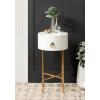 imageKate and Laurel Decklyn Decorative Glam Round Side Table 14 x 14 x 24 White and Gold Modern Circle Living Room Table with Pull Drawer for Useful StorageWhiteGold