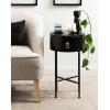 imageKate and Laurel Decklyn Decorative Glam Round Side Table 14 x 14 x 24 White and Gold Modern Circle Living Room Table with Pull Drawer for Useful StorageBlack