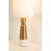 imageKate and Laurel Deori Modern Metal and Marble Bedside Table Lamp 8 x 8 x 20 Antique Brass and White Marble Decorative Tapered Hourglass Tabletop Desk Lamp with Linen Shade for Living Room DecorWhiteGold