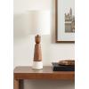 imageKate and Laurel Deori Modern Metal and Marble Bedside Table Lamp 8 x 8 x 20 Antique Brass and White Marble Decorative Tapered Hourglass Tabletop Desk Lamp with Linen Shade for Living Room DecorWhiteBrown