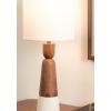 imageKate and Laurel Deori Modern Metal and Marble Bedside Table Lamp 8 x 8 x 20 Antique Brass and White Marble Decorative Tapered Hourglass Tabletop Desk Lamp with Linen Shade for Living Room DecorWhiteBrown