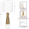 imageKate and Laurel Deori Modern Metal and Marble Bedside Table Lamp 8 x 8 x 20 Antique Brass and White Marble Decorative Tapered Hourglass Tabletop Desk Lamp with Linen Shade for Living Room DecorWhiteGold