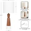 imageKate and Laurel Deori Modern Metal and Marble Bedside Table Lamp 8 x 8 x 20 Antique Brass and White Marble Decorative Tapered Hourglass Tabletop Desk Lamp with Linen Shade for Living Room DecorWhiteBrown