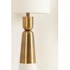 imageKate and Laurel Deori Modern Metal and Marble Bedside Table Lamp 8 x 8 x 20 Antique Brass and White Marble Decorative Tapered Hourglass Tabletop Desk Lamp with Linen Shade for Living Room DecorWhiteGold