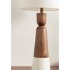 imageKate and Laurel Deori Modern Metal and Marble Bedside Table Lamp 8 x 8 x 20 Antique Brass and White Marble Decorative Tapered Hourglass Tabletop Desk Lamp with Linen Shade for Living Room DecorWhiteBrown