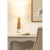 imageKate and Laurel Deori Modern Metal and Marble Bedside Table Lamp 8 x 8 x 20 Antique Brass and White Marble Decorative Tapered Hourglass Tabletop Desk Lamp with Linen Shade for Living Room DecorWhiteGold