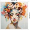 imageKate and Laurel Female Figure Colorful Flowers In Hair Framed Canvas Wall Art by The Creative Bunch Studio 30 x 30 Sylvie White Modern Abstract Flowers People Art for Wall Decor Living Room