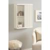 imageKate and Laurel Furrow Modern Wooden Ribbed Sliding Door Tall Wall Cabinet 22 x 7 x 28 White Floating Bathroom Cabinet with Sliding Door for Use as OverTheToilet Storage or Kitchen Spice Rack