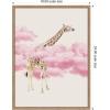 imageKate and Laurel Giraffe In Pink Clouds Framed Canvas Wall Art by July Art Prints 18 x 24 Sylvie Beaded Rustic Natural Whimsical Animals Humor Art for Wall Decor Living Room