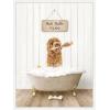 imageKate and Laurel Golden Labradoodle in Hot Bath Framed Canvas Wall Art by Amy Peterson 18 x 24 Sylvie White Whimsical Animals Humor Art for Wall Decor Living Room Bedroom