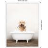 imageKate and Laurel Golden Retriever in Rustic Bath Style Framed Canvas Wall Art by Amy Peterson 18 x 24 Sylvie White Whimsical Animals Bathroom Humor Art for Wall Decor Living Room Bedroom