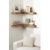 imageKate and Laurel Havlock Modern Wood TwoPiece Floating Corner Shelf Set 26 x 8 x 3 Rustic Brown Wooden Corner Shelving with Unique Geometric Shape for Living Room Decor or Entryway Storage